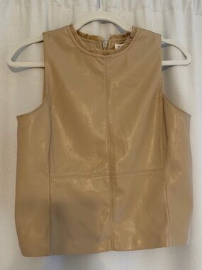 Melissa Nepton Sleeveless Faux Leather Shell Top - Beige